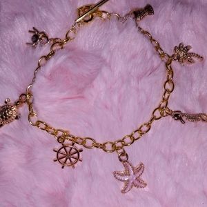 Sea Theme Gold Charm Bracelets